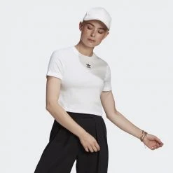Γυναικεία Adidas Originals Adicolor Classics Roll-Up Sleeve Crop Top Γυναικείο T-Shirt WHITE