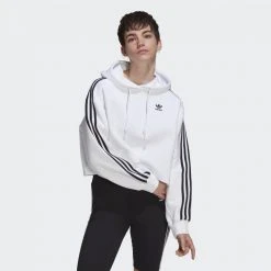 Adidas Originals Adicolor Classics Crop Γυναικεία Μπλούζα με Κουκούλα WHITE