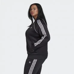 Adidas Originals SST Primeblue Plus Size Γυναικεία Ζακέτα Black/White -Γυναικεία Ρούχα Εκπτώσεις adidas originals sst tracktop pb 14