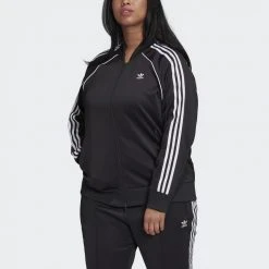 Adidas Originals SST Primeblue Plus Size Γυναικεία Ζακέτα Black/White -Γυναικεία Ρούχα Εκπτώσεις adidas originals sst tracktop pb 15