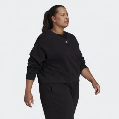 Adidas Originals Adicolor Essentials Crew Plus Size Γυναικεία Μπλούζα Φούτερ BLACK -Γυναικεία Ρούχα Εκπτώσεις adidas originals sweatshirt 8