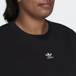 Adidas Originals Adicolor Essentials Crew Plus Size Γυναικεία Μπλούζα Φούτερ BLACK -Γυναικεία Ρούχα Εκπτώσεις adidas originals sweatshirt 9