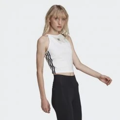 Γυναικεία Adidas Originals Αdicolor Classics Γυναικείο Crop Top WHITE -Γυναικεία Ρούχα Εκπτώσεις adidas originals tank top 19