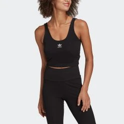 Γυναικεία Adidas Originals Adicolor Essentials Γυναικείο Αμάνικο Crop Top BLACK -Γυναικεία Ρούχα Εκπτώσεις adidas originals tank top 9