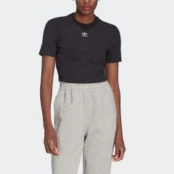 Γυναικεία Adidas Originals Adicolor Essentials Rib Γυναικείο Crop Top BLACK -Γυναικεία Ρούχα Εκπτώσεις adidas originals tee 20