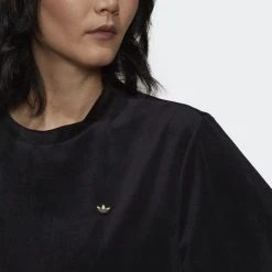 Γυναικεία Adidas Originals Adicolor Velour Γυναικείο T-Shirt BLACK -Γυναικεία Ρούχα Εκπτώσεις adidas originals tee 47