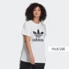 Γυναικεία Adidas Originals Adicolor Plus Size Γυναικείο T-shirt WHITE -Γυναικεία Ρούχα Εκπτώσεις adidas originals trefoil tee