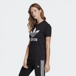 Γυναικεία Adidas Originals Trefoil Γυναικείο T-Shirt BLACK/WHITE -Γυναικεία Ρούχα Εκπτώσεις adidas originals trefoil tee 24