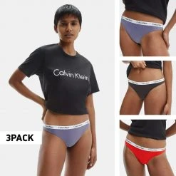 Γυναικεία Calvin Klein Thong 3-Pack Γυναικείο Εσώρουχο TUSCAN TERRA COTTA/LILAC BUD/BLACK