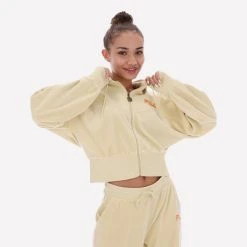 Fila Heritage Fila Serenella Zip Γυναικεία Ζακέτα με Κουκούλα BEIGE