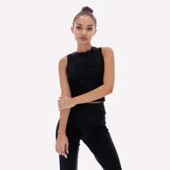Fila Heritage Γυναικεία Fila Zemira Γυναικείο Αμάνικο Crop Top Black -Γυναικεία Ρούχα Εκπτώσεις fila zemira sleeveless top 5
