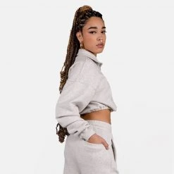 Grimey Lust Mantra Girl High Neck Γυναικεία Cropped Μπλούζα Φούτερ SPORT GREY -Γυναικεία Ρούχα Εκπτώσεις grimey lust mantra girl high neck cro 1