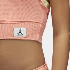 Jordan Essentials Γυναικεία Αμάνικη Μπλούζα CITRON TINT/CRIMSON BLISS -Γυναικεία Ρούχα Εκπτώσεις jordan w j essen crop top 22 3