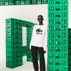 Ανδρικά Lacoste X Minecraft Organic Fleece Unisex Μπλούζα Φούτερ BLANC -Γυναικεία Ρούχα Εκπτώσεις lacoste x minecraft organic fleece sweatshirt 2