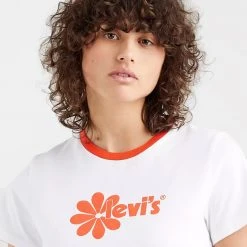 Levi's Γυναικεία Levis Graphic Jordie Poster Logo Γυναικείο T-shirt NEUTRALS -Γυναικεία Ρούχα Εκπτώσεις levis graphic jordie tee poster logo daisy ch 2