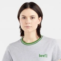 Levi's Γυναικεία Levis Graphic Jordie Poster Logo Γυναικείο T-shirt GREYS -Γυναικεία Ρούχα Εκπτώσεις levis graphic jordie tee poster logo left che 2