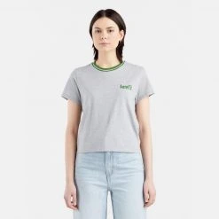 Levi's Γυναικεία Levis Graphic Jordie Poster Logo Γυναικείο T-shirt GREYS