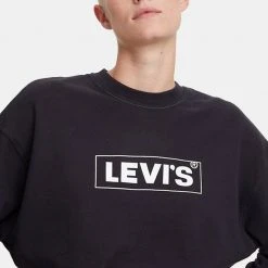 Levi's Graphic Laundry Crew Γυναικεία Μπλούζα Φούτερ BLACKS -Γυναικεία Ρούχα Εκπτώσεις levis graphic laundry crew crew cont 2