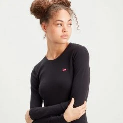 Levi's Baby Tee Γυναικεία Μακρυμάνικη Μπλούζα BLACKS -Γυναικεία Ρούχα Εκπτώσεις levis ls baby tee caviar 2