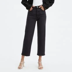 Levi's Γυναικεία Levis Ribcage Straight Ankle Γυναικείο Τζιν BLACKS