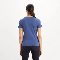 Γυναικεία Levi's Rib Baby Tee Γυναικείο T-Shirt BLUES 5 Γυναικεία Levi's Rib Baby Tee Γυναικείο T-Shirt BLUES -Γυναικεία Ρούχα Εκπτώσεις levis ss rib baby tee blue indigo 1