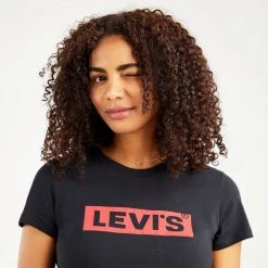 Γυναικεία Levi's The Perfect Γυναικείο T-shirt BLACKS -Γυναικεία Ρούχα Εκπτώσεις levis the perfect tee box tab 22 caviar grap 2