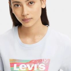 Γυναικεία Levi's The Perfect Tee Γυναικείο T-shirt BLUES -Γυναικεία Ρούχα Εκπτώσεις levis the perfect tee marbling bw fi 2