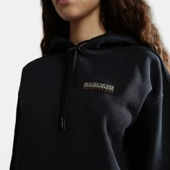 Napapijri B-Hockey Γυναικεία Cropped Μπλούζα με Κουκούλα BLACK 041 -Γυναικεία Ρούχα Εκπτώσεις napapijri b hockey h crop black 041 2