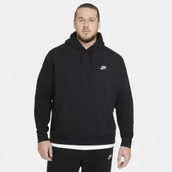 Γυναικεία Nike Sportswear Club Unisex Μπλούζα με Κουκούλα BLACK/BLACK/WHITE -Γυναικεία Ρούχα Εκπτώσεις nike m nsw club hoodie po bb 16
