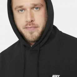 Γυναικεία Nike Sportswear Club Unisex Μπλούζα με Κουκούλα BLACK/BLACK/WHITE -Γυναικεία Ρούχα Εκπτώσεις nike m nsw club hoodie po bb 18
