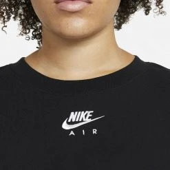 Nike Air Plus Size Γυναικεία Μπλούζα Φούτερ Black/White -Γυναικεία Ρούχα Εκπτώσεις nike w nsw air crew flc plus 2