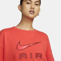 Nike Air Γυναικεία Μπλούζα Φούτερ LT CRIMSON/OXEN BROWN -Γυναικεία Ρούχα Εκπτώσεις nike w nsw air flc crew 6