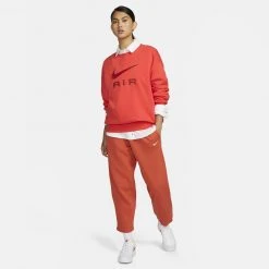 Nike Air Γυναικεία Μπλούζα Φούτερ LT CRIMSON/OXEN BROWN -Γυναικεία Ρούχα Εκπτώσεις nike w nsw air flc crew 7