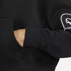 Nike Sportswear Air Fleece Top Γυναικεία Ζακέτα BLACK/BLACK/WHITE -Γυναικεία Ρούχα Εκπτώσεις nike w nsw air flc top fz 3