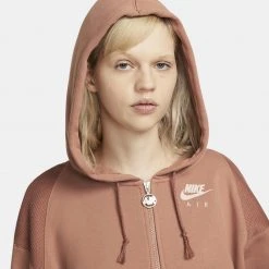 Nike Sportswear Air Fleece Top Γυναικεία Ζακέτα MINERAL CLAY/RED BARK/PINK OXFORD -Γυναικεία Ρούχα Εκπτώσεις nike w nsw air flc top fz 8
