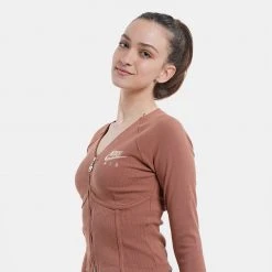 Nike Air Γυναικεία Ζακέτα MINERAL CLAY/PINK OXFORD -Γυναικεία Ρούχα Εκπτώσεις nike w nsw air rib l s zip 2