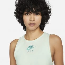 Γυναικεία Nike Sportswear Air Rib Γυναικείο Crop Tank Top BARELY GREEN/WASHED TEAL -Γυναικεία Ρούχα Εκπτώσεις nike w nsw air rib tank 2
