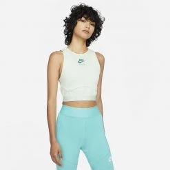 Γυναικεία Nike Sportswear Air Rib Γυναικείο Crop Tank Top BARELY GREEN/WASHED TEAL