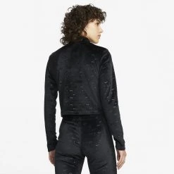 Nike Air Βελουτέ Γυναικεία Μπλούζα με Μακρύ Μανίκι BLACK/WHITE -Γυναικεία Ρούχα Εκπτώσεις nike w nsw air vlr mdcrp qz ls top 5