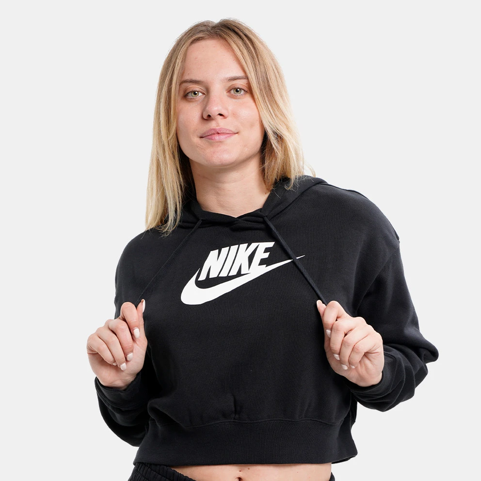Nike Sportswear Club Fleece Γυναικεία Μπλούζα με Κουκούλα Black/White 3 Nike Sportswear Club Fleece Γυναικεία Μπλούζα με Κουκούλα Black/White - Image 3