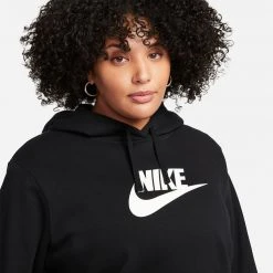 Nike Sportswear Plus Size Γυναικεία Μπλούζα Φούτερ Black/white -Γυναικεία Ρούχα Εκπτώσεις nike w nsw club flc gx std po hdy p 7