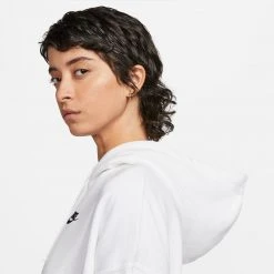 Nike Sportswear Club Fleece Γυναικεία Μπλούζα με Κουκούλα WHITE/BLACK -Γυναικεία Ρούχα Εκπτώσεις nike w nsw club flc hoodie ssnl 3