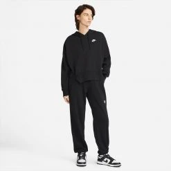 Nike Sportswear Club Fleece Γυναικεία Μπλούζα με Κουκούλα BLACK/WHITE -Γυναικεία Ρούχα Εκπτώσεις nike w nsw club flc hoodie ssnl 9