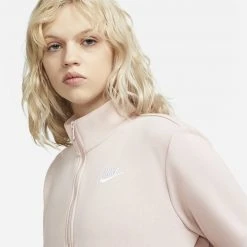 Nike Sportswear Club Fleece Γυναικεία Μπλούζα με Κουκούλα PINK OXFORD/WHITE -Γυναικεία Ρούχα Εκπτώσεις nike w nsw club flc std qz 3