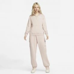Nike Sportswear Club Fleece Γυναικεία Μπλούζα με Κουκούλα PINK OXFORD/WHITE -Γυναικεία Ρούχα Εκπτώσεις nike w nsw club flc std qz 4