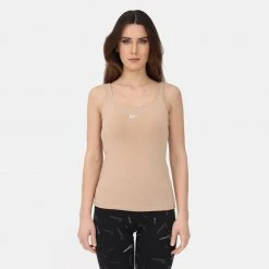 Nike Sportswear Essential Γυναικεία Αμάνική Μπλούζα HEMP/WHITE -Γυναικεία Ρούχα Εκπτώσεις nike w nsw essntl cami tank 2