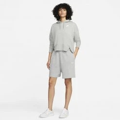 Γυναικεία Nike Sportswear Essential Γυναικείο Σορτς DK GREY HEATHER/WHITE -Γυναικεία Ρούχα Εκπτώσεις nike w nsw essntl clctn flc hr shrt 4