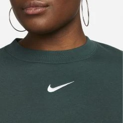 Nike Sportswear Collection Essentials Γυναικεία Μπλούζα Φούτερ PRO GREEN/WHITE -Γυναικεία Ρούχα Εκπτώσεις nike w nsw essntl clctn flc os crw 2