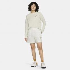 Nike Sportswear Essential Fleece Γυναικεία Μπλούζα Φούτερ LT OREWOOD BRN/BLACK -Γυναικεία Ρούχα Εκπτώσεις nike w nsw essntl flc crew 3