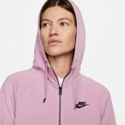 Nike Sportswear Club Fleece Γυναικεία Ζακέτα ORCHID/BLACK -Γυναικεία Ρούχα Εκπτώσεις nike w nsw essntl flc fz hoodie 2